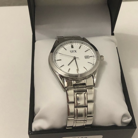 TFX by Bulova white dial bate indicator round silver tone case stainless watch - Picture 2 of 4